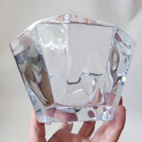 Orrefors Precious 160mm faceted crystal art glass bowl, clear asymmetric Swedish - Image 10