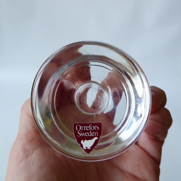 Orrefors pair vintage art glass candle holders, small taper candles, Swedish 70s - Image 14