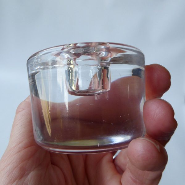 Orrefors pair vintage art glass candle holders, small taper candles, Swedish 70s - Image 15