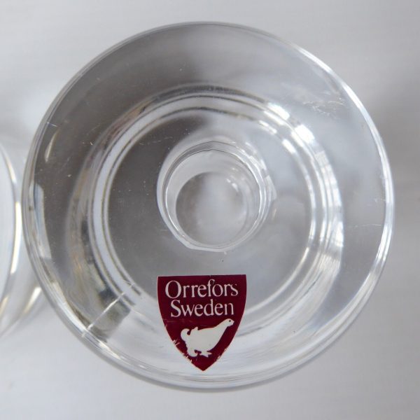 Orrefors pair vintage art glass candle holders, small taper candles, Swedish 70s - Image 8