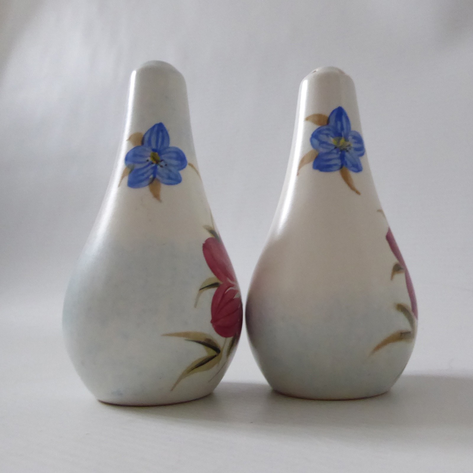 Pair Radford Potteries vintage pottery ceramic salt & pepper shakers pots floral - Image 5