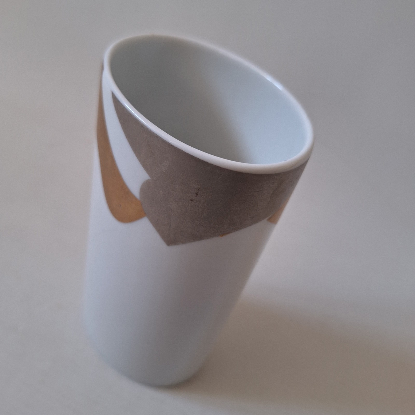 ROSENTHAL porcelain cylinder vase, Johan van Loon design bronze gold silver leaf - Image 6