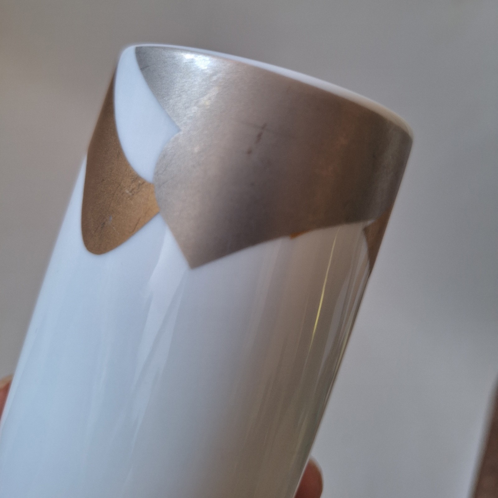 ROSENTHAL porcelain cylinder vase, Johan van Loon design bronze gold silver leaf - Image 8