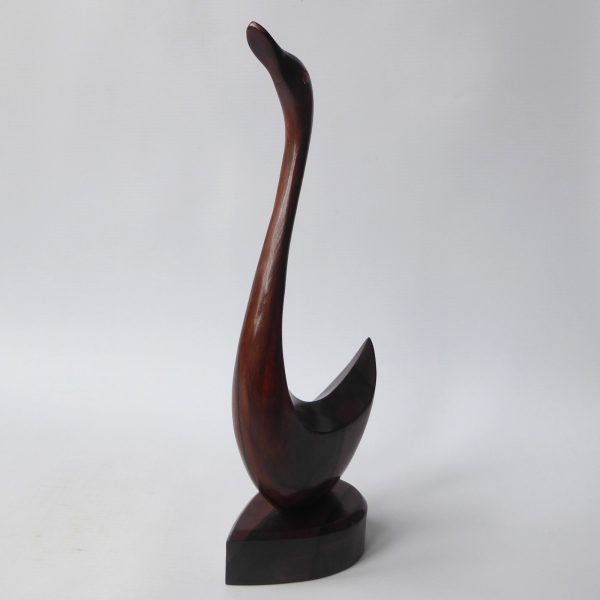 Rosewood stylised bird duck swan. Modernist sculpture, hand carved wood figurine - Image 5