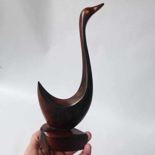 Rosewood stylised bird duck swan. Modernist sculpture, hand carved wood figurine - Image 8