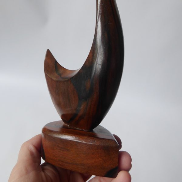 Rosewood stylised bird duck swan. Modernist sculpture, hand carved wood figurine - Image 10