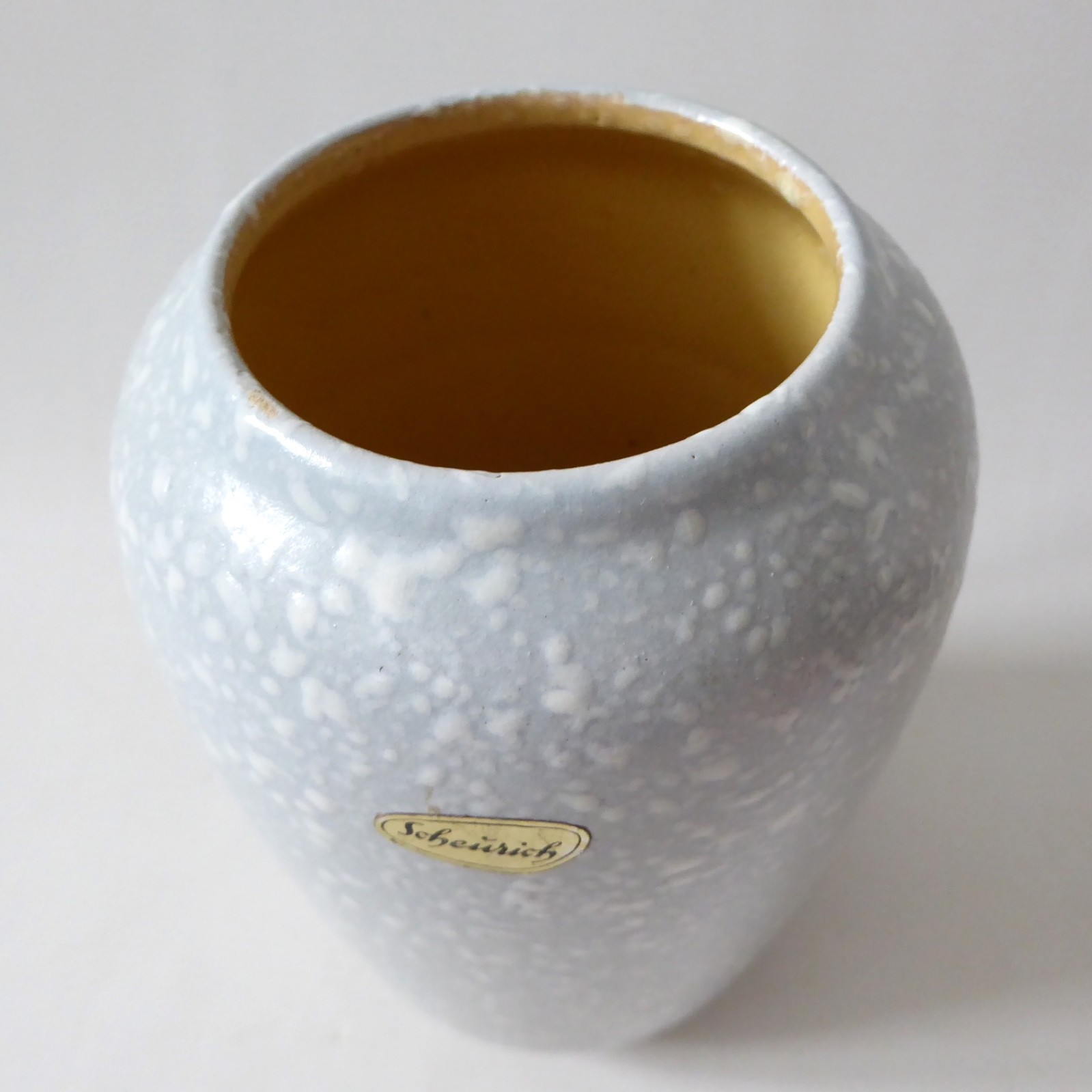 Scheurich 238/18 West German Pottery ceramic grey & white 1950s splatter vase - Image 4