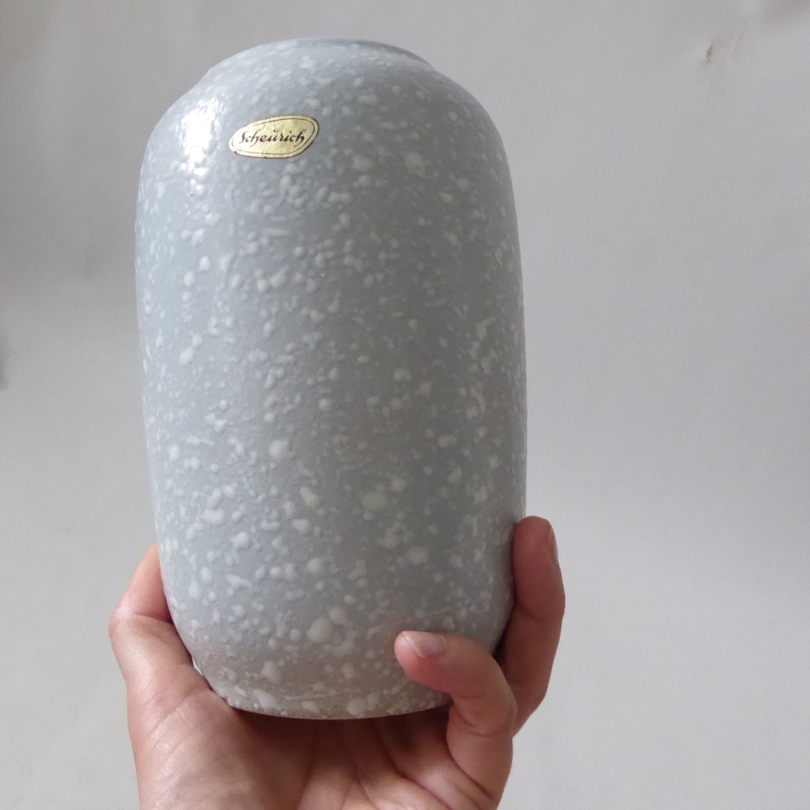 Scheurich 238/18 West German Pottery ceramic grey & white 1950s splatter vase - Image 6