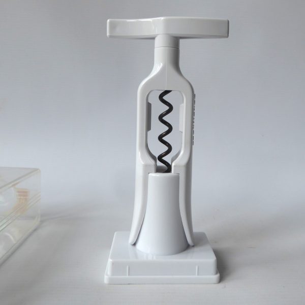 Screwpull by Le Creuset, vintage corkscrew. White manual screw, on stand in case - Image 3
