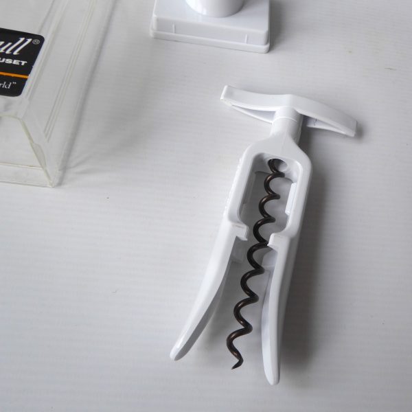 Screwpull by Le Creuset, vintage corkscrew. White manual screw, on stand in case - Image 5