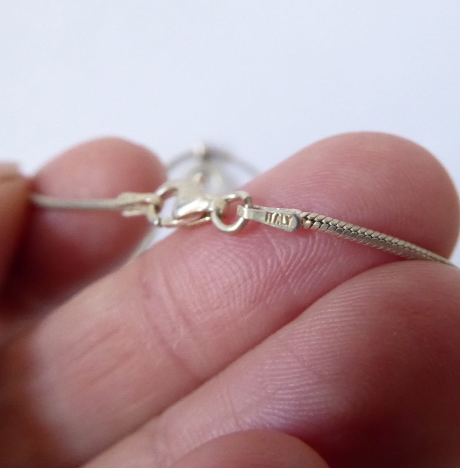 Sterling silver 925 long looped circles articulated pendant snake chain necklace - Image 11