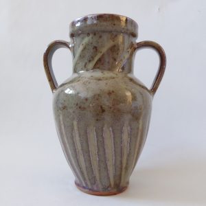 The Friars studio pottery Aylesford large 8.5" vase amphora urn handled. Vintage
