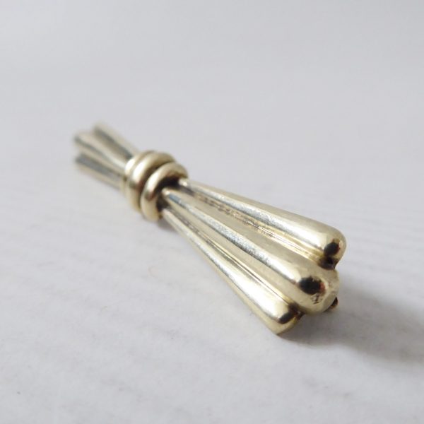 Vintage 835 silver brooch, gold coated gilt Art Deco style bow bar, pin. 6cm, 9g - Image 4