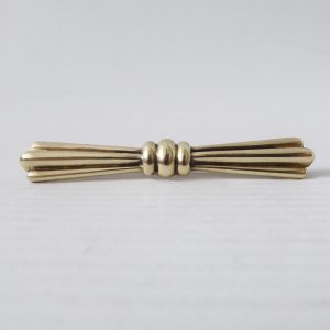 Vintage 835 silver brooch, gold coated gilt Art Deco style bow bar, pin. 6cm, 9g