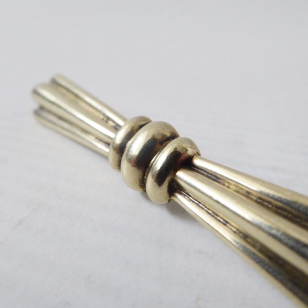 Vintage 835 silver brooch, gold coated gilt Art Deco style bow bar, pin. 6cm, 9g - Image 5