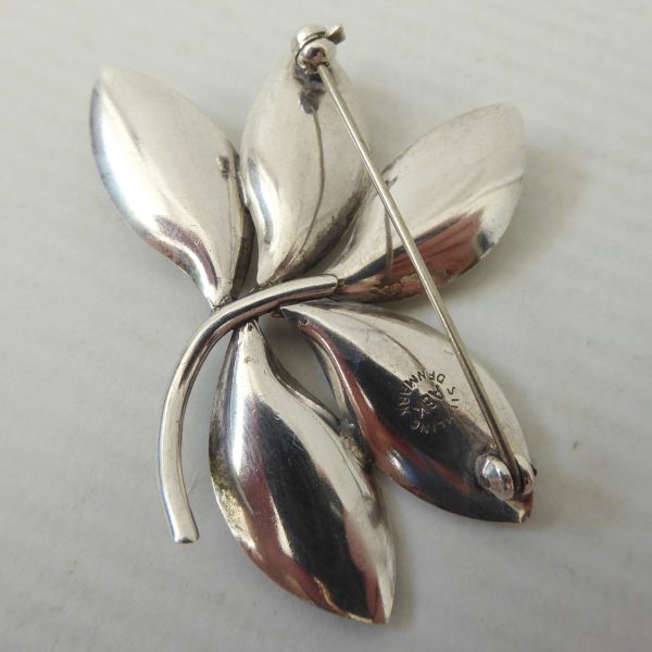 Vintage Danish Aarre & Krogh A&K big leaf sterling silver 925 brooch, modernist - Image 12