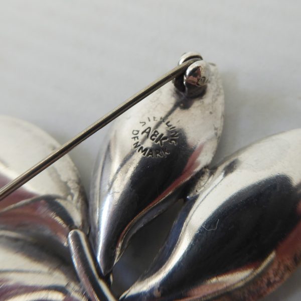 Vintage Danish Aarre & Krogh A&K big leaf sterling silver 925 brooch, modernist - Image 13