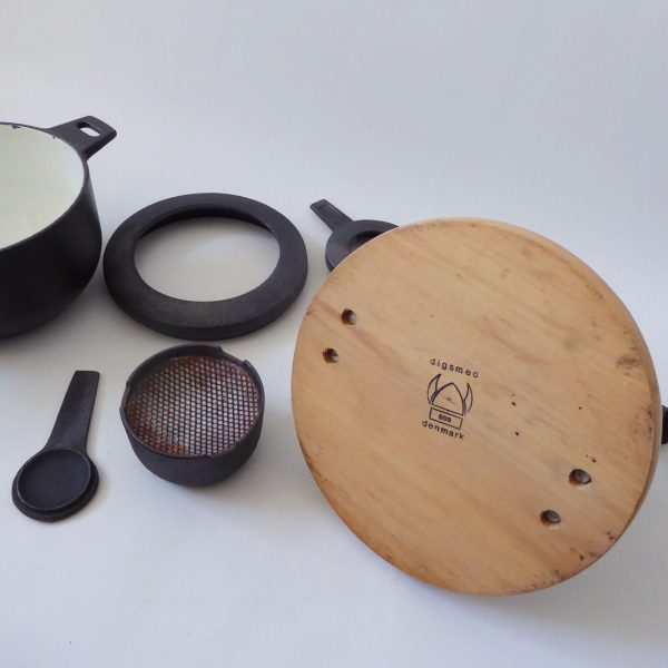 Vintage Digsmed black cast iron & enamel fondue set. Lange Svendborg Denmark MCM - Image 15