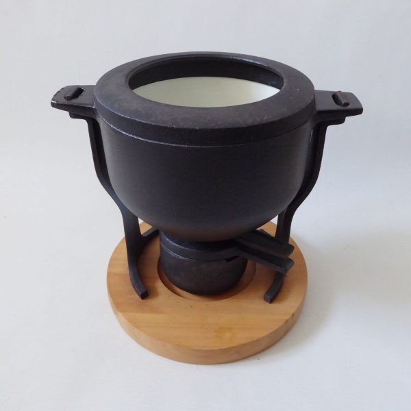 Vintage Digsmed black cast iron & enamel fondue set. Lange Svendborg Denmark MCM - Image 3