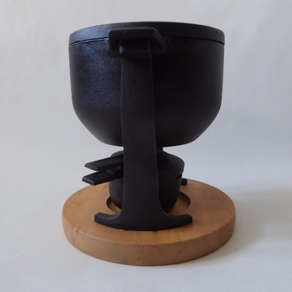 Vintage Digsmed black cast iron & enamel fondue set. Lange Svendborg Denmark MCM - Image 6