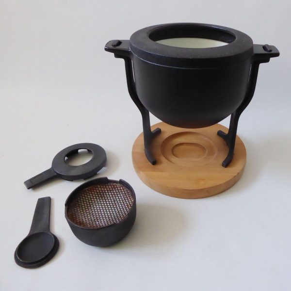 Vintage Digsmed black cast iron & enamel fondue set. Lange Svendborg Denmark MCM - Image 9