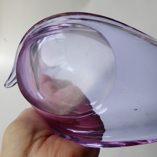 Vintage Viartec THF Spanish lilac/blue neodymium art glass sculpture bowl, 1970s - Image 11