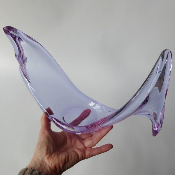 Vintage Viartec THF Spanish lilac/blue neodymium art glass sculpture bowl, 1970s - Image 12