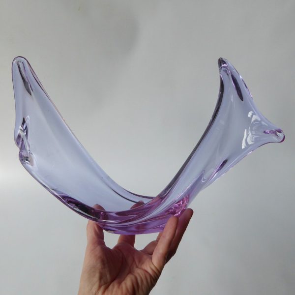 Vintage Viartec THF Spanish lilac/blue neodymium art glass sculpture bowl, 1970s - Image 3