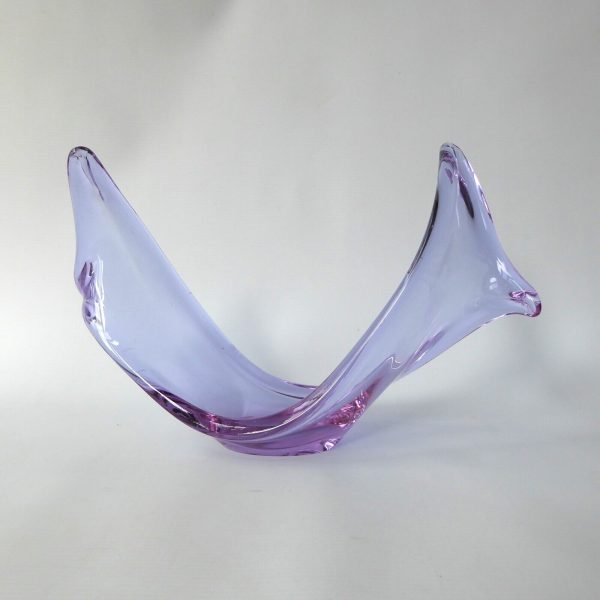 Vintage Viartec THF Spanish lilac/blue neodymium art glass sculpture bowl, 1970s - Image 4