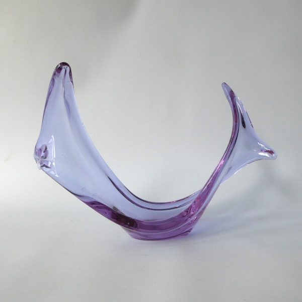 Vintage Viartec THF Spanish lilac/blue neodymium art glass sculpture bowl, 1970s - Image 5