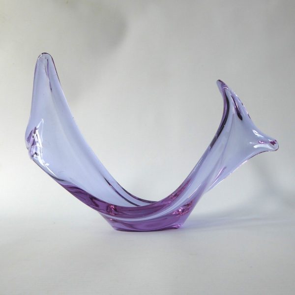 Vintage Viartec THF Spanish lilac/blue neodymium art glass sculpture bowl, 1970s - Image 6