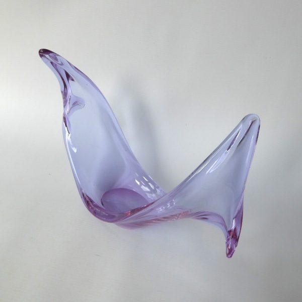 Vintage Viartec THF Spanish lilac/blue neodymium art glass sculpture bowl, 1970s - Image 7