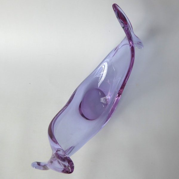 Vintage Viartec THF Spanish lilac/blue neodymium art glass sculpture bowl, 1970s - Image 9