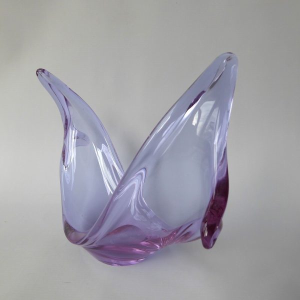 Vintage Viartec THF Spanish lilac/blue neodymium art glass sculpture bowl, 1970s - Image 10