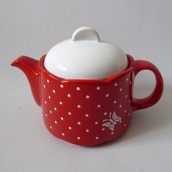 Vintage Waechtersbach red butterfly spots TEAPOT West German ceramic pottery - Image 3