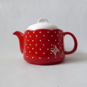 Vintage Waechtersbach red butterfly spots TEAPOT West German ceramic pottery