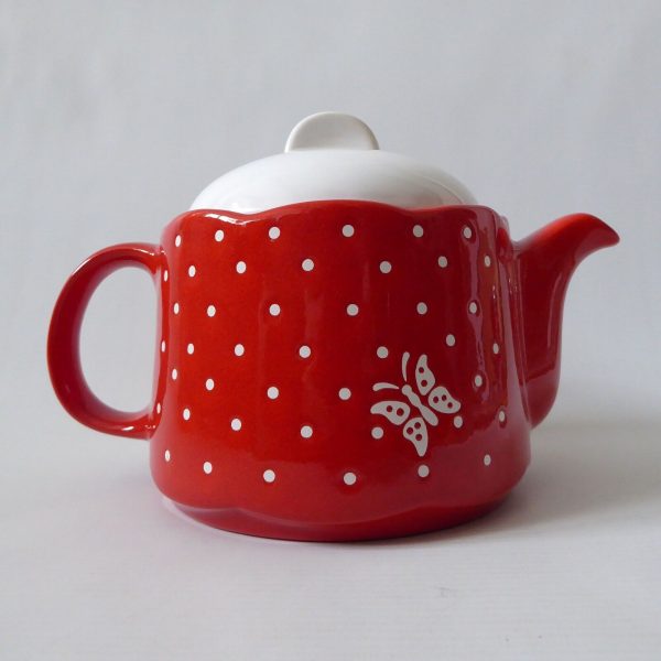 Vintage Waechtersbach red butterfly spots TEAPOT West German ceramic pottery - Image 5