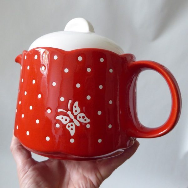 Vintage Waechtersbach red butterfly spots TEAPOT West German ceramic pottery - Image 7