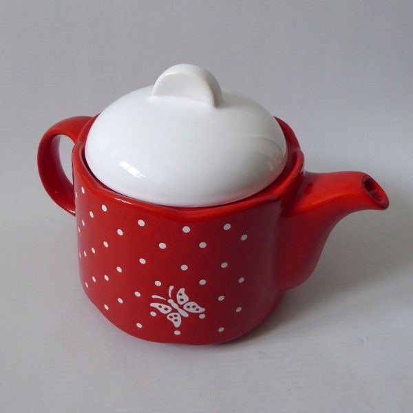 Vintage Waechtersbach red butterfly spots TEAPOT West German ceramic pottery - Image 9