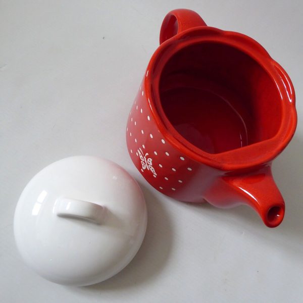 Vintage Waechtersbach red butterfly spots TEAPOT West German ceramic pottery - Image 10