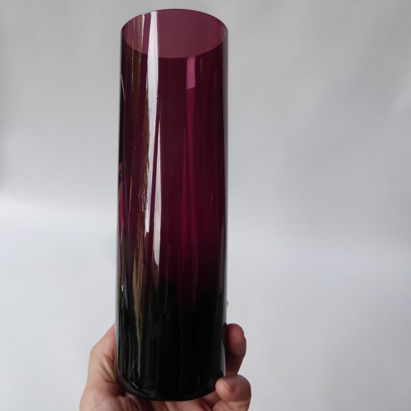 Vintage art glass tall cylinder vase like Whitefriars amethyst soda. 1960s/1970s - Image 11