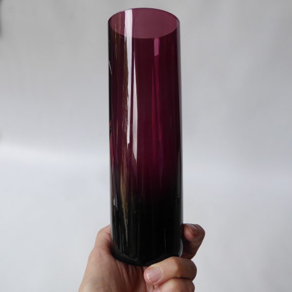 Vintage art glass tall cylinder vase like Whitefriars amethyst soda. 1960s/1970s - Image 3