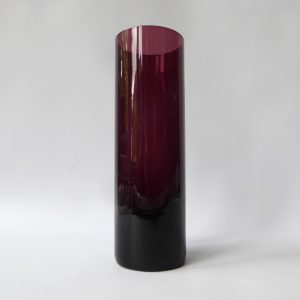 Vintage art glass tall cylinder vase like Whitefriars amethyst soda. 1960s/1970s