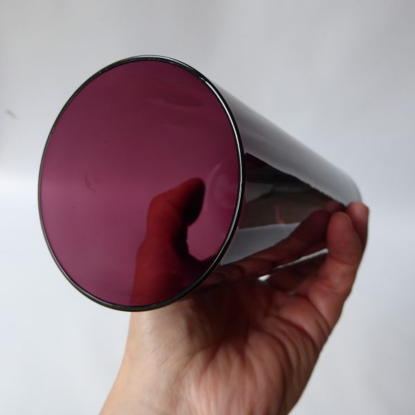 Vintage art glass tall cylinder vase like Whitefriars amethyst soda. 1960s/1970s - Image 7