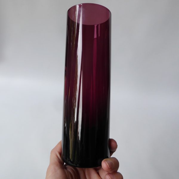 Vintage art glass tall cylinder vase like Whitefriars amethyst soda. 1960s/1970s - Image 10