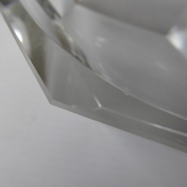 Vintage modernist art glass crystal ashtray bowl. Art Deco style faceted clear - Image 17