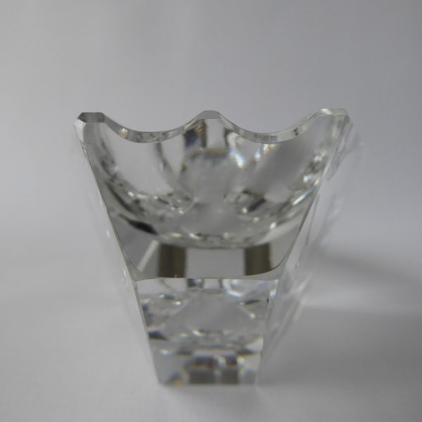 Vintage modernist art glass crystal ashtray bowl. Art Deco style faceted clear - Image 6
