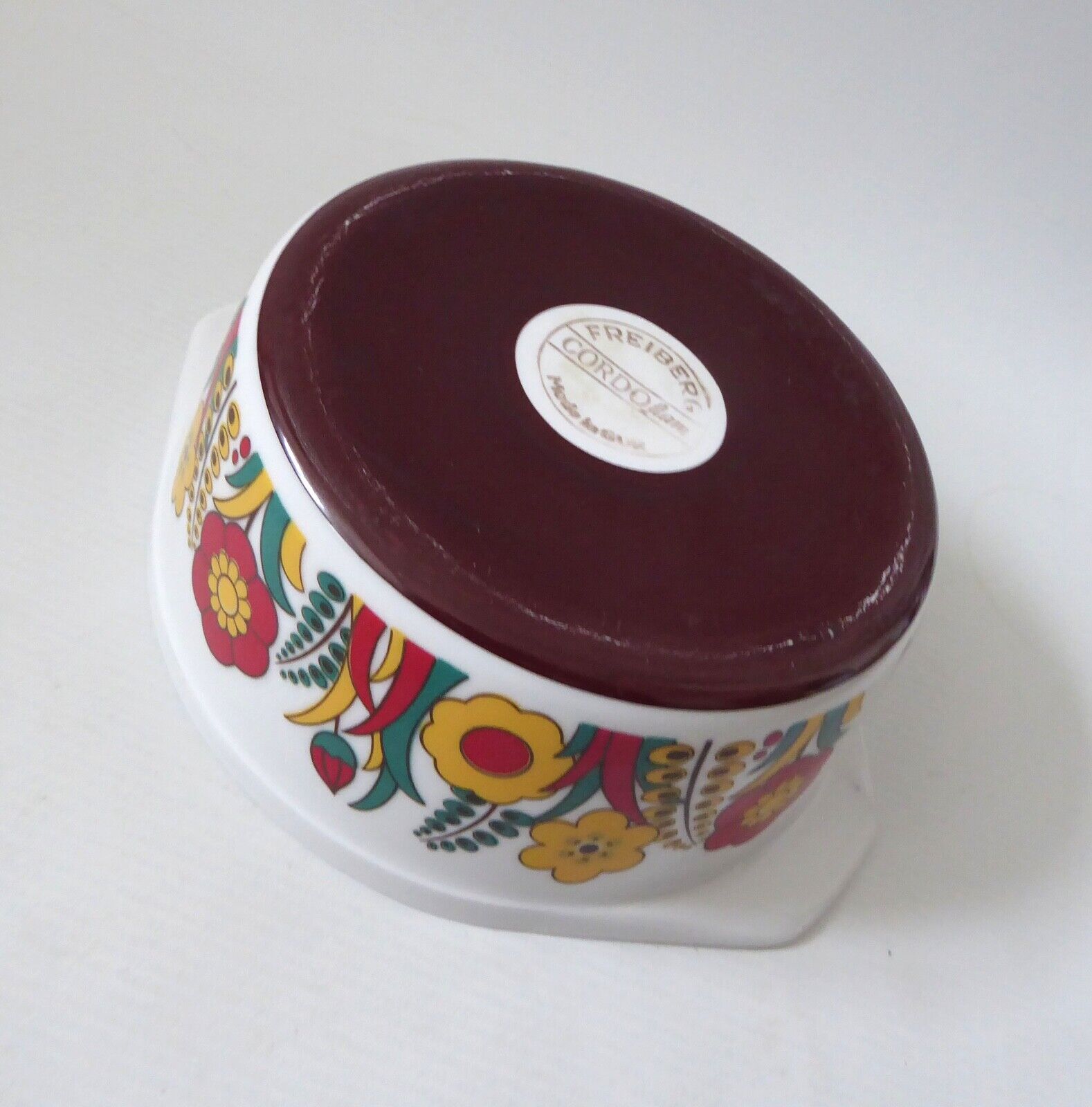 Vintage retro Freiberg Cordoflam cooking oven casserole dish. Flower power red - Image 8