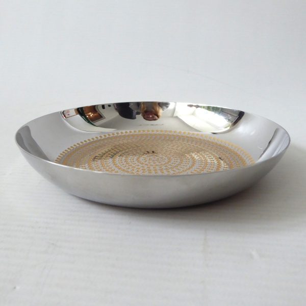 WMF Cromargan Germany dish. Sigrid Kupetz 1970s Mid-century Modernist gold steel - Image 5