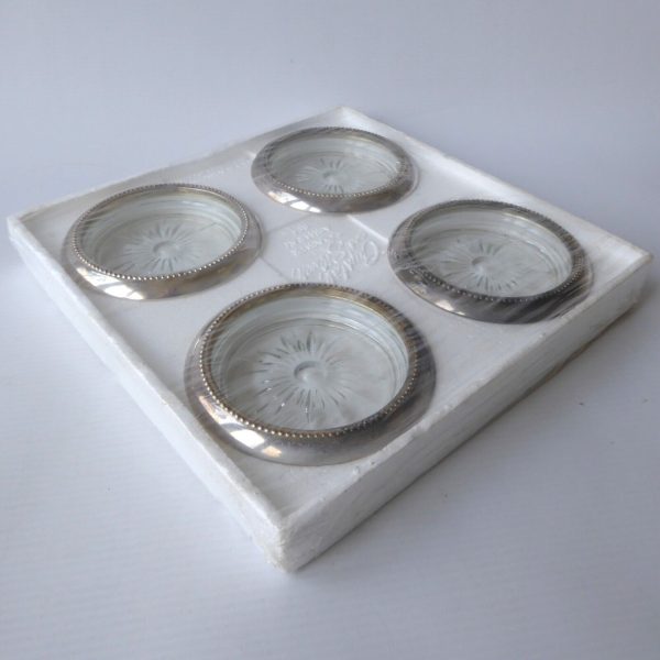 W&S Blackinton crystal & silver plated coaster/ashtray set of 4. Sealed vintage - Image 3